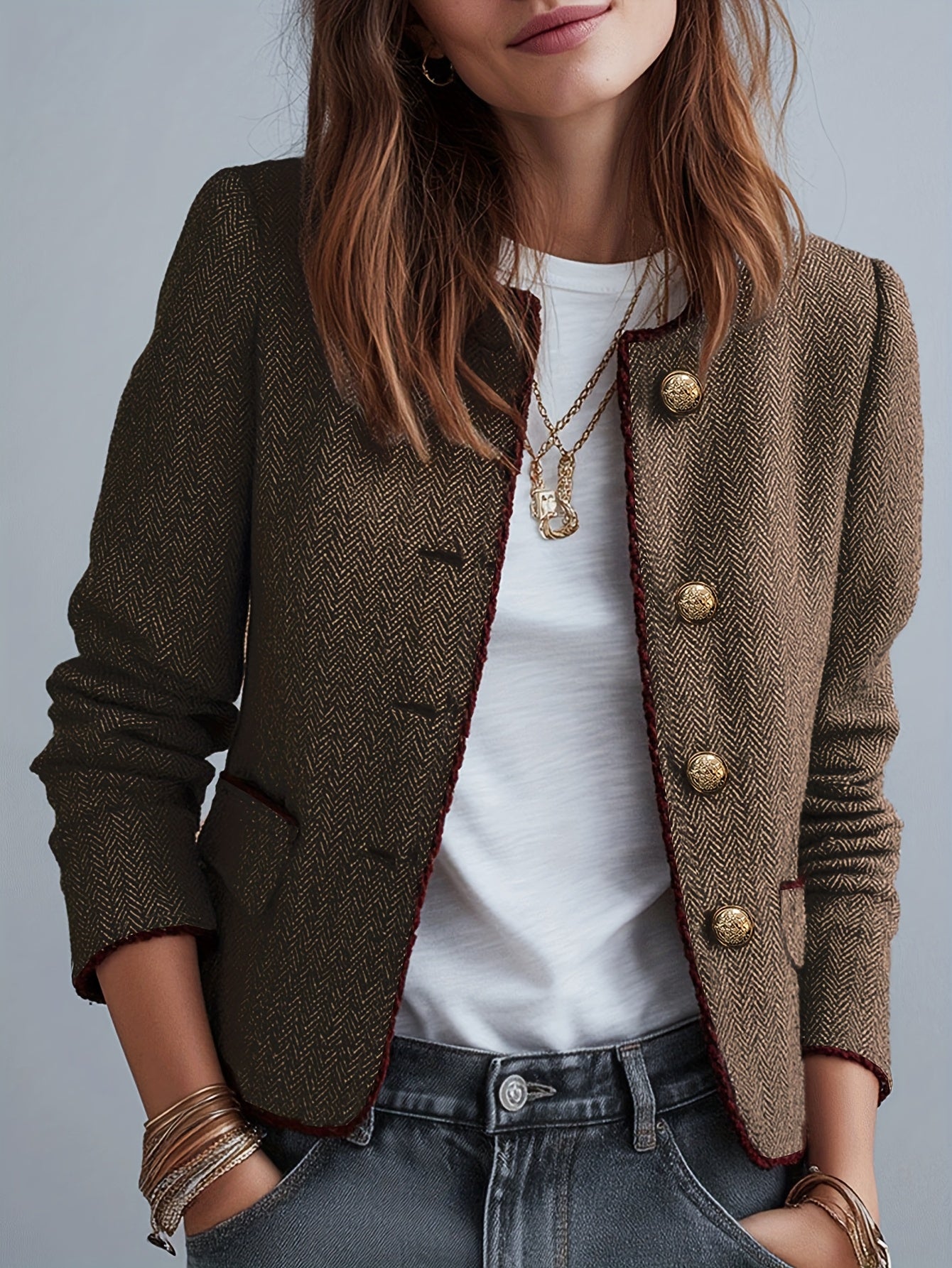 Beatrix | Heritage Style Gold Button Blazer
