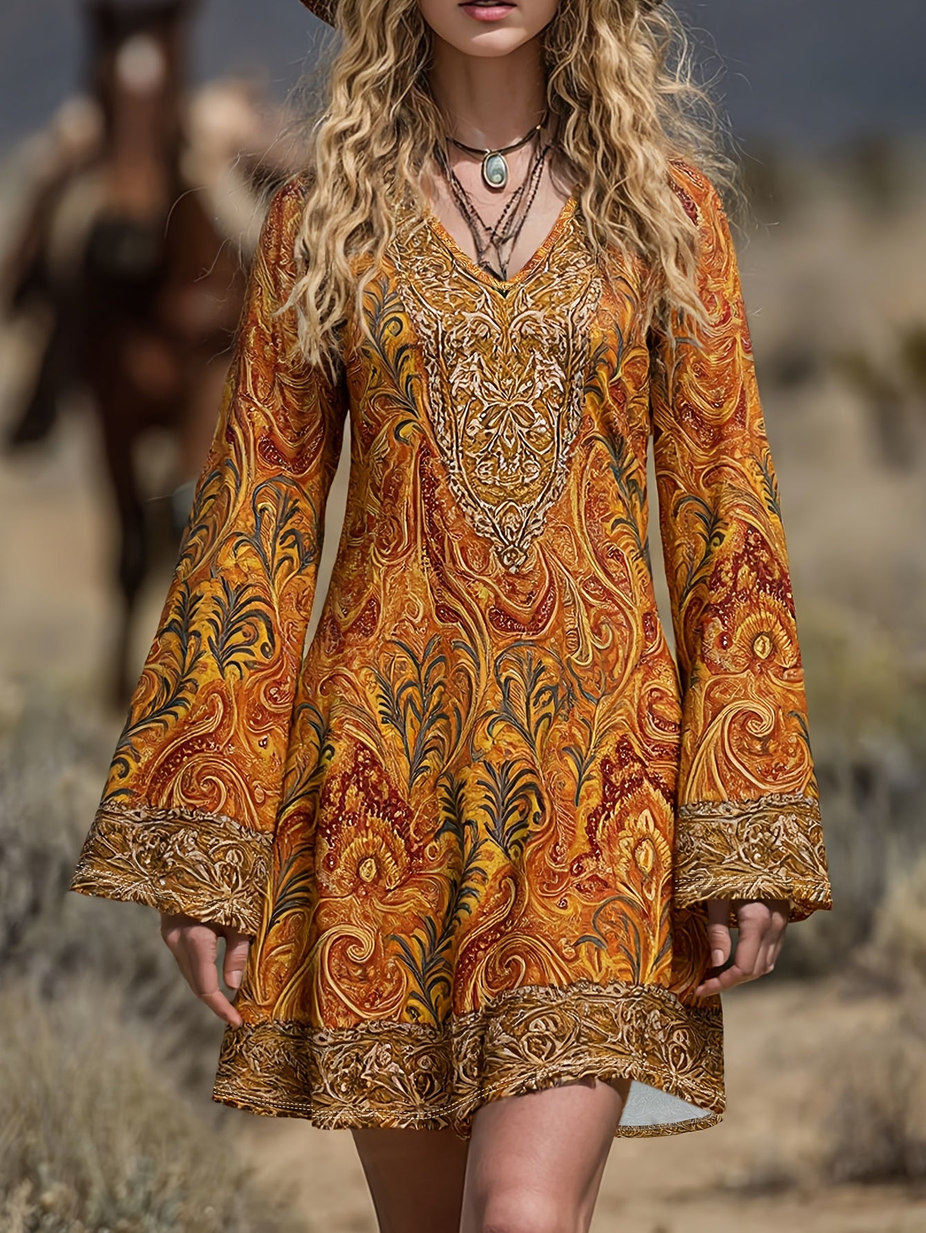 Harper | Bohemian Paisley Mini Dress