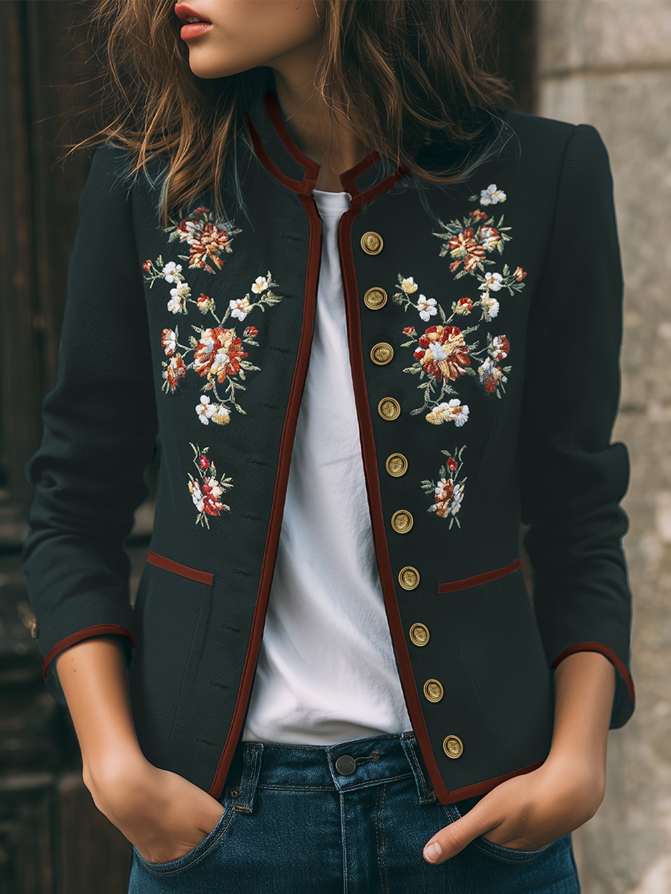 Anastasia | Elegant Embroidered Tailored Blazer