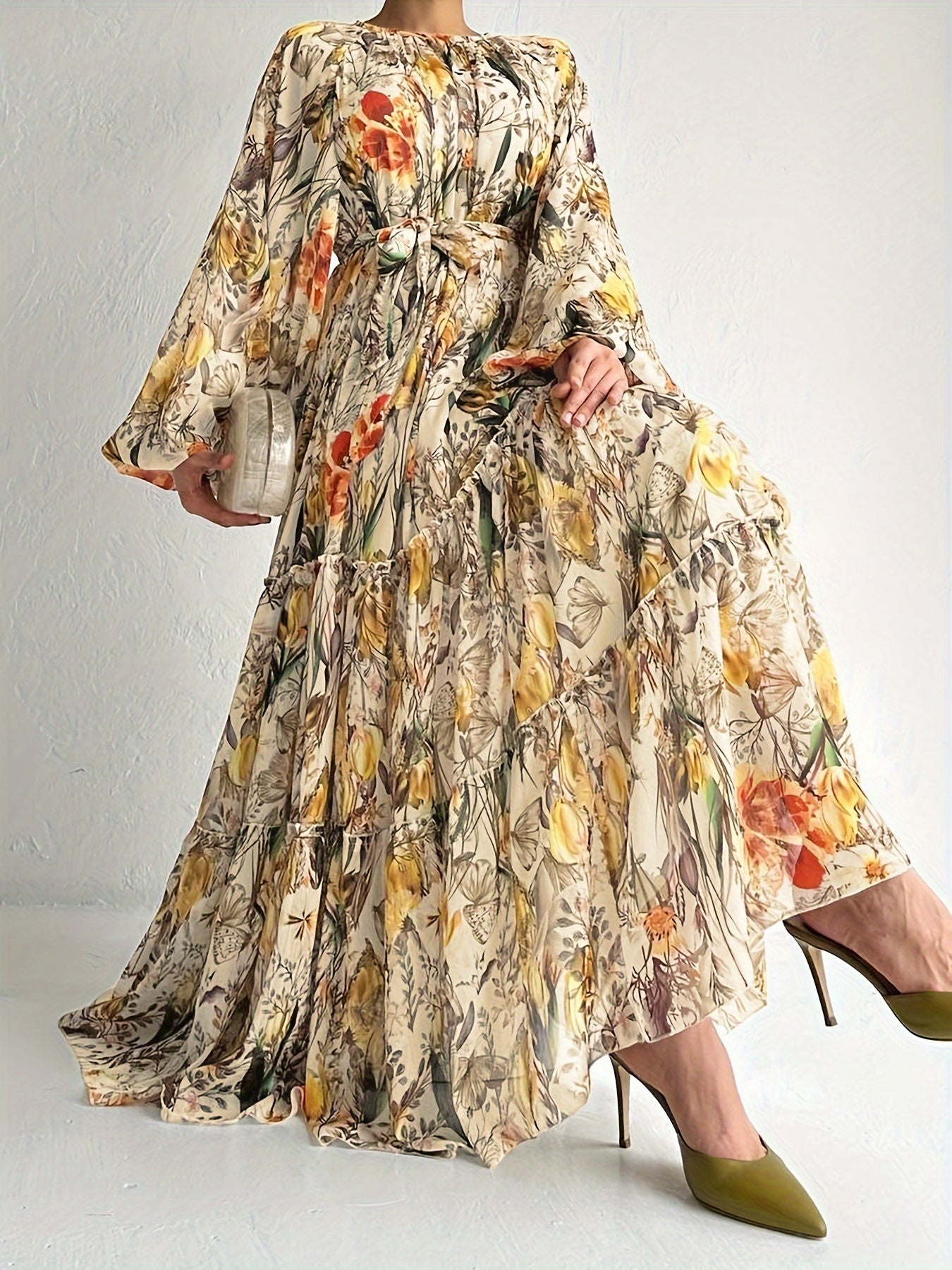 Nalani | Middle Eastern Muslim  Floral Print Long Dress