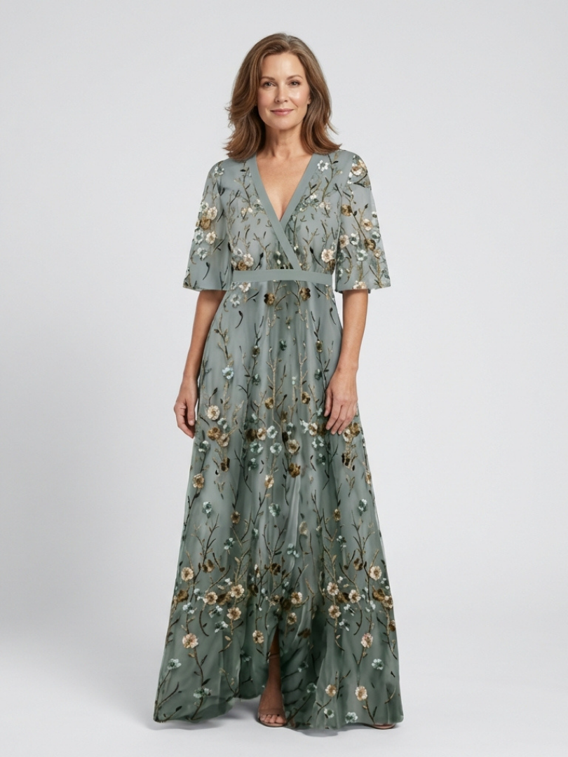 Zadie | Floral V Neck Short Sleeve Maxi Dress