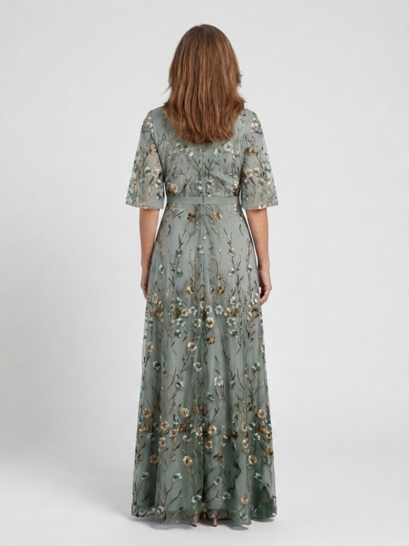 Zadie | Floral V Neck Short Sleeve Maxi Dress