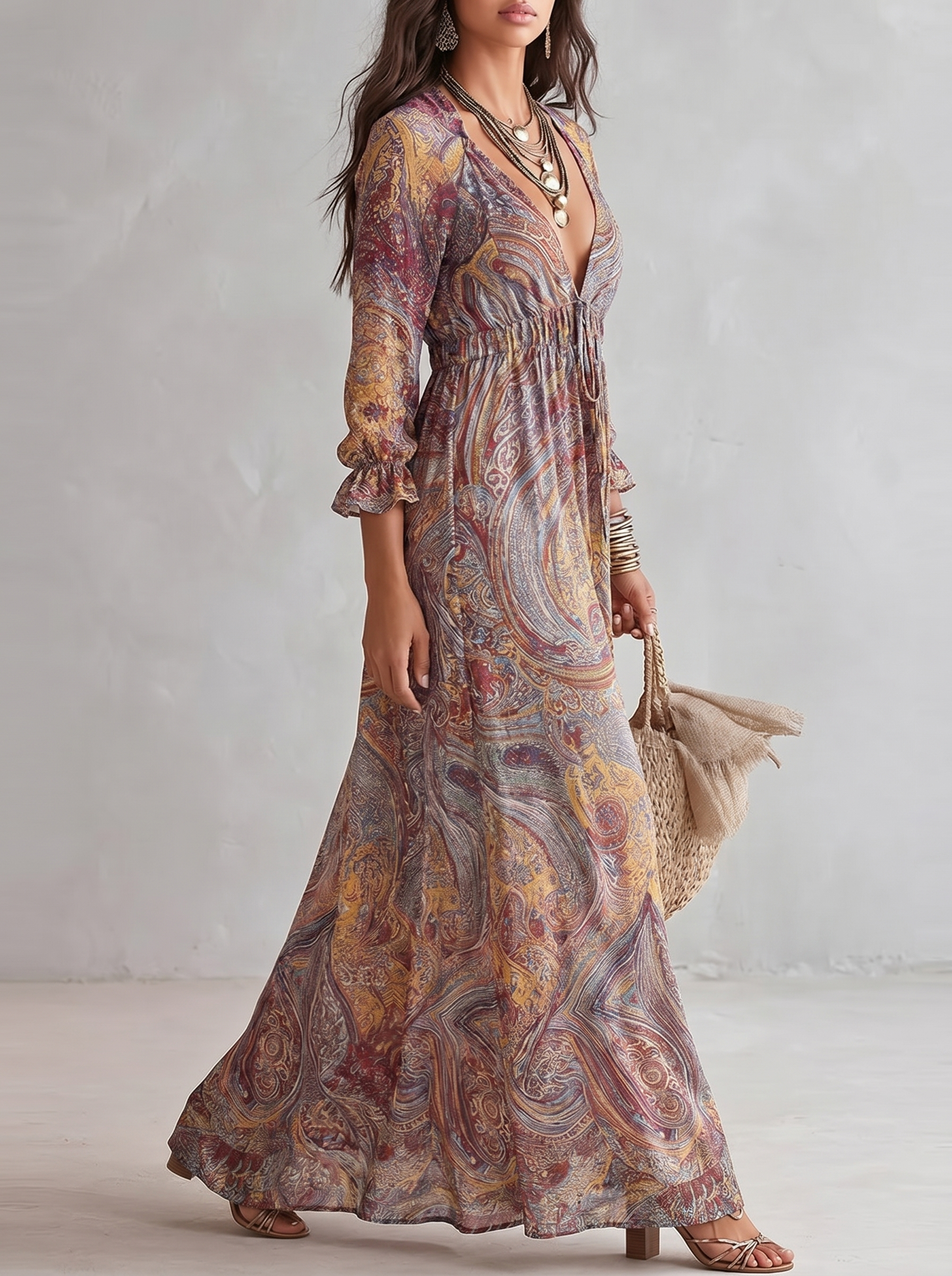 Addison | Bohemian Long Sleeve Maxi Dress