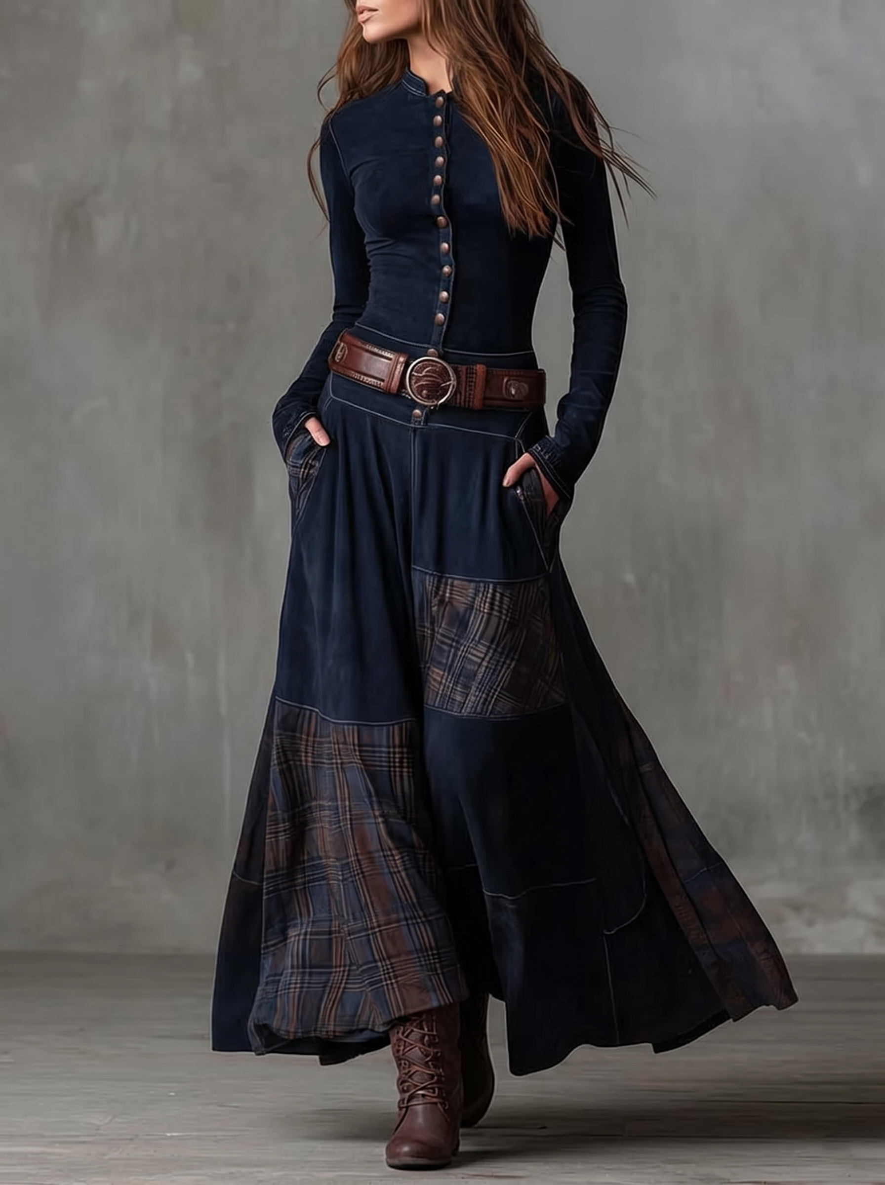 Willa | Vintage Suede Check Dress