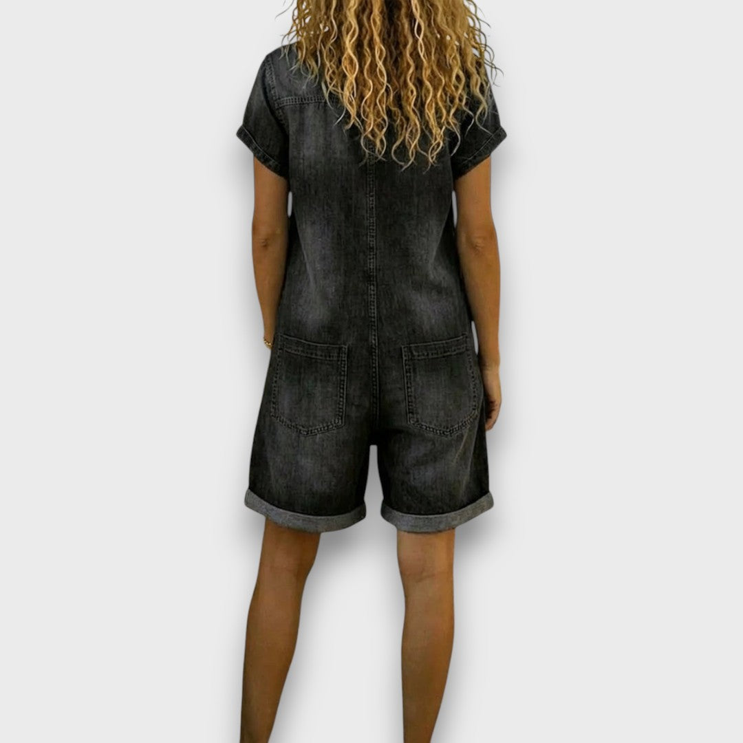 Saylor™ - Vintage short Cotton Denim-Look Overalls