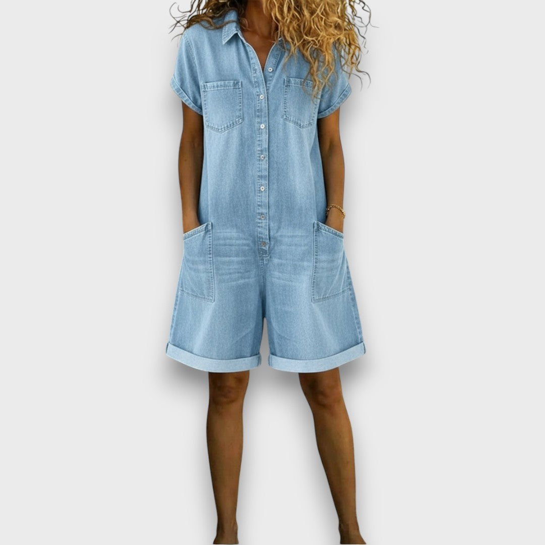 Saylor™ - Vintage short Cotton Denim-Look Overalls